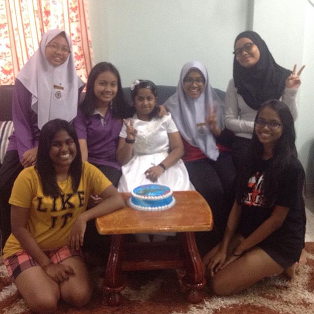 on my 17th birthday 
im in themiddle in white
my other school friends