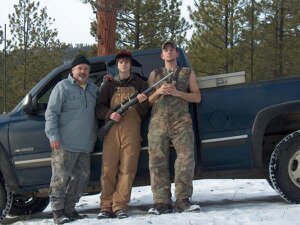 my(dad R.I.P) brother and i driving in the woods of Montana 