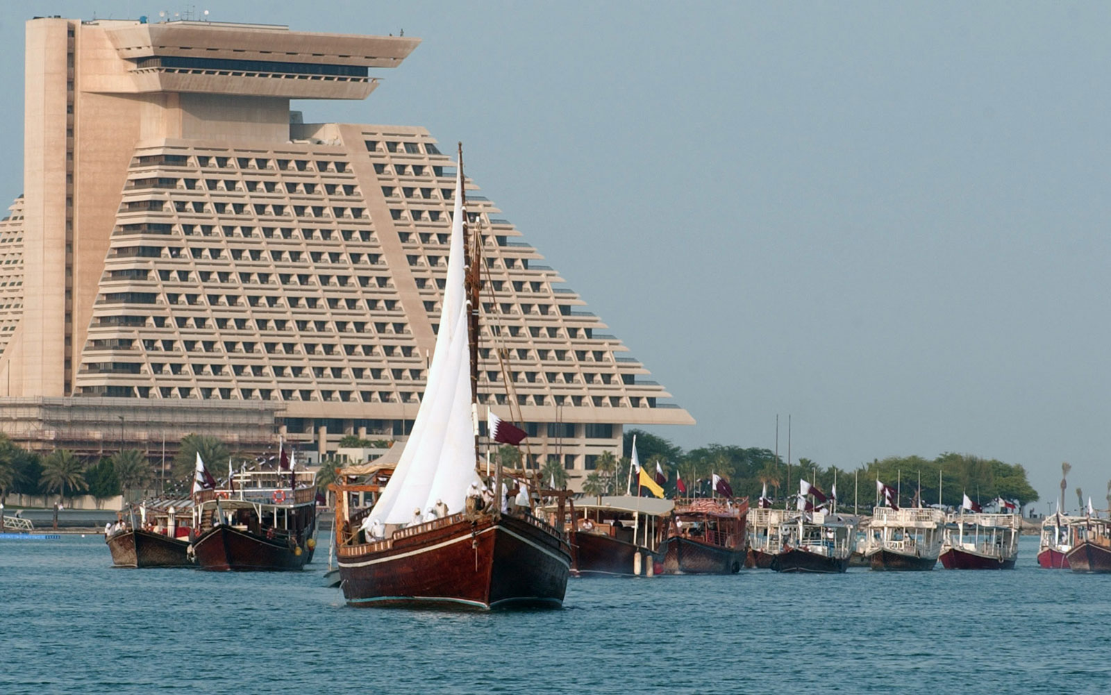 boat and sheraton on background