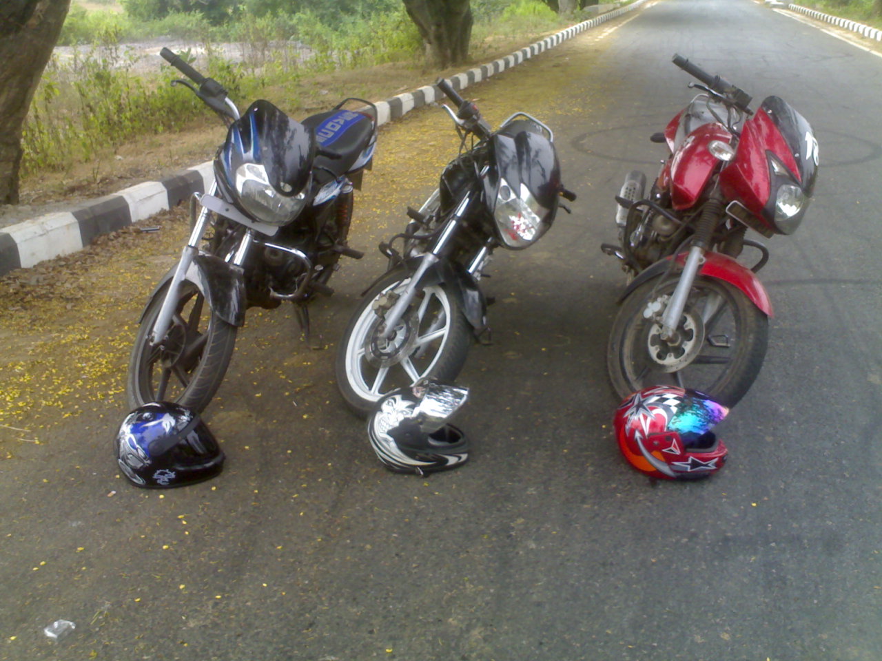 (From left)Sourav's, Ravi's n my bike(red one)