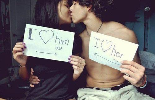 i love him and i love her