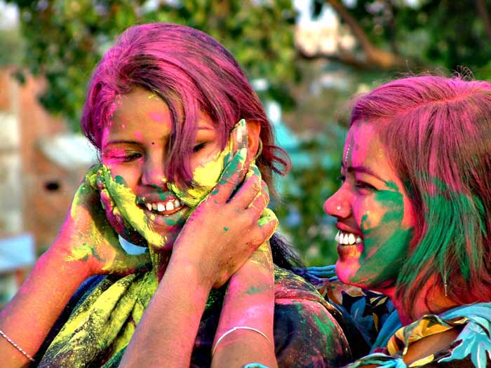 Girls Playing Holi
